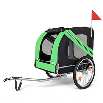 100LB Capacity All-Terrain Folding Dog Bike Trailer-Steel Frame for Camping Outdoor Trips