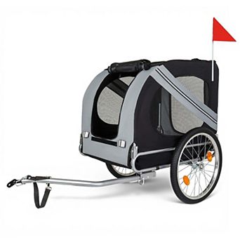 100LB Capacity All-Terrain Folding Dog Bike Trailer-Steel Frame for Camping Outdoor Trips