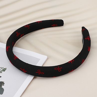 Simple Bow Headbands for Women Black Red 1 Pc