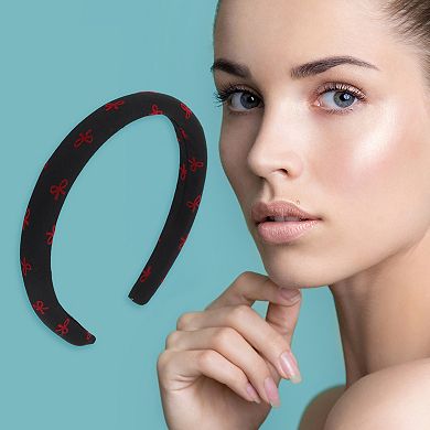 Simple Bow Headbands for Women Black Red 1 Pc