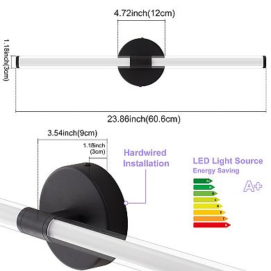 POWLIG Modern 23.86" Dimmable LED Wall Light - 20W Vanity Light with 360° Illumination for Bathroom