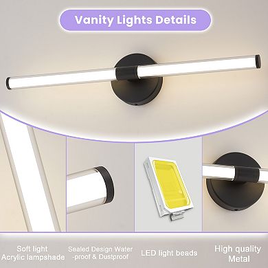 POWLIG Modern 23.86" Dimmable LED Wall Light - 20W Vanity Light with 360° Illumination for Bathroom
