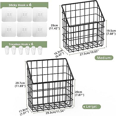 Bath Toy Storage Organizer Basket 2 Pack Large Metal Wall Mount