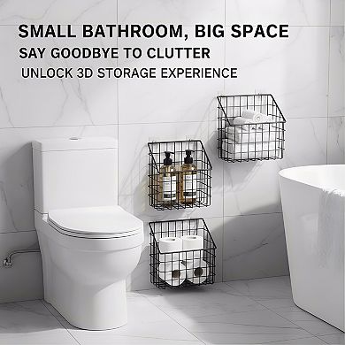 Bath Toy Storage Organizer Basket 2 Pack Large Metal Wall Mount