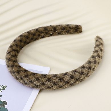 Fashion Plaid Headbands for Women Brown 1 Pc