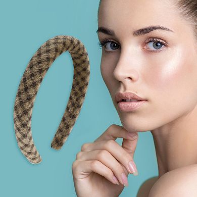 Fashion Plaid Headbands for Women Brown 1 Pc