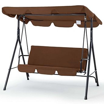 3 Person Metal Patio Swing with Removable Cushion Outdoor Porch Swing Chair
