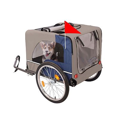 88LB Capacity Foldable Dog Bike Trailer 2 Entrances 20" Wheels for Easy Access