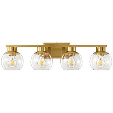 POWLIG 29.53" Vanity Light, 4-Light Modern Bathroom Fixture with Clear Glass Shades