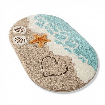 Beach Bathroom Rug 22x34, Soft Absorbent Non-Slip Starfish Shell Decor