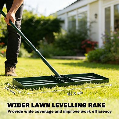 Outsunny 36inch x 10inch Lawn Leveling Rake with 66.5inch Handle