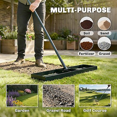 Outsunny 36inch x 10inch Lawn Leveling Rake with 66.5inch Handle