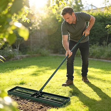 Outsunny 36inch x 10inch Lawn Leveling Rake with 66.5inch Handle