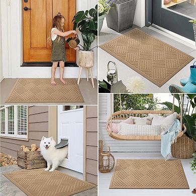 Front Door Mat Absorbent Non-Slip Rubber Backing Low Profile Easy Clean 29x17
