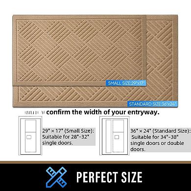 Front Door Mat Absorbent Non-Slip Rubber Backing Low Profile Easy Clean 29x17