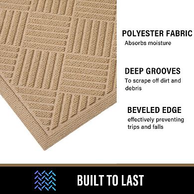 Front Door Mat Absorbent Non-Slip Rubber Backing Low Profile Easy Clean 29x17