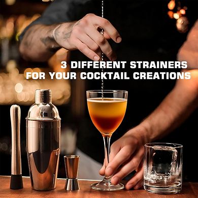 Great Ambitions 18-Pc Professional Bartender Set with Stand, Stainless Steel