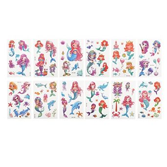 Realistic Mermaid Temporary Tatto Blue Pink 12 pc