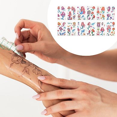 Realistic Mermaid Temporary Tatto Blue Pink 12 Pcs