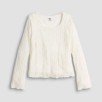 Girls 7-16 SO Long Sleeve Lace Top in Regular & Plus Size