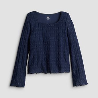 Girls 7-16 SO Long Sleeve Lace Top in Regular & Plus Size
