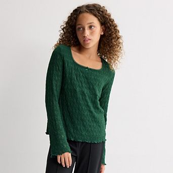 Girls 7-16 SO Long Sleeve Lace Top in Regular & Plus Size