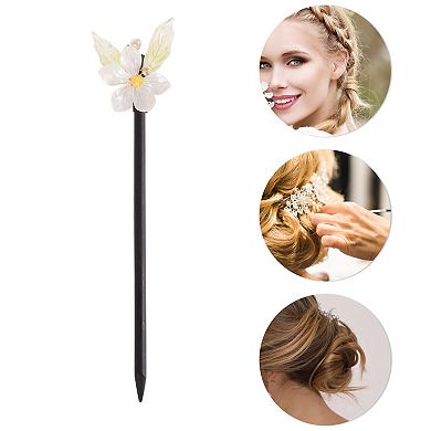Hair Stick Pin for Women 1 Pc 8.47" Retro Dark White