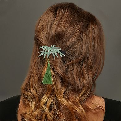 Leaf Tassels Hair Clip Green 2 Pcs