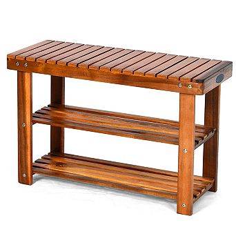 2-in-1 Freestanding Wood Bench and 3 tier Shoe Rack
