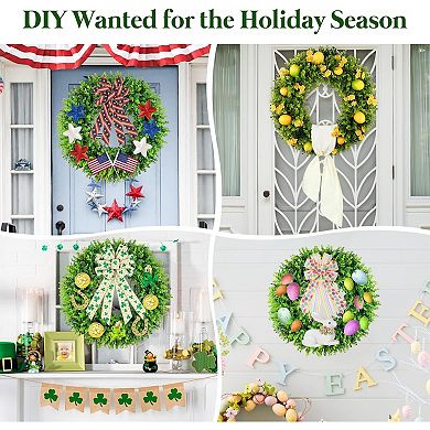 Boxwood Wreath Front Door Artificial Spring Farmhouse Deco