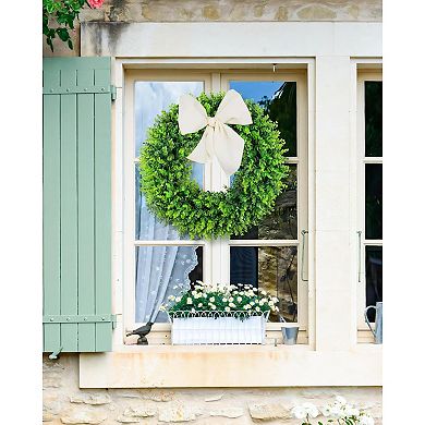 Boxwood Wreath Front Door Artificial Spring Farmhouse Deco