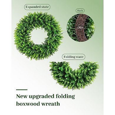 Boxwood Wreath Front Door Artificial Spring Farmhouse Deco