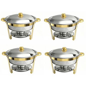 Round Buffet Catering Dish For Home and Outdoor 4 Pcs/ Sets golden