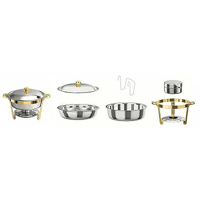 Round Buffet Catering Dish For Home and Outdoor 4 Pcs/ Sets golden