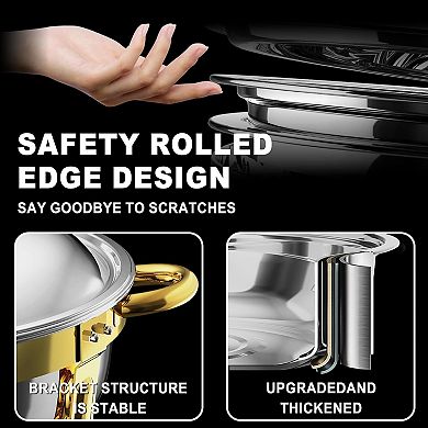 Round Buffet Catering Dish For Home and Outdoor 4 Pcs/ Sets golden