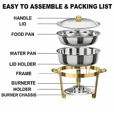 Round Buffet Catering Dish For Home and Outdoor 4 Pcs/ Sets golden