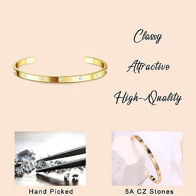 Cubic Zircon Tennis & Bangle Bracelet Set