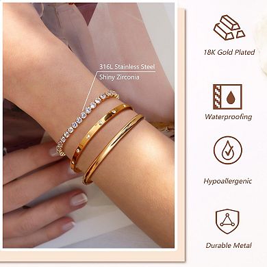 Cubic Zircon Tennis & Bangle Bracelet Set