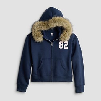Girls 6-20 SO® Fleece Faux Fur Trimmed Hoodie in Regular & Plus Size