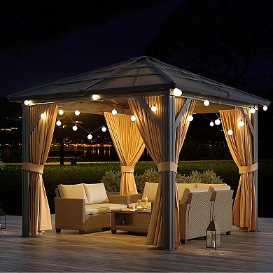 10' x 10'/10' x 12' Hardtop Gazebo, Aluminum Frame Gazebos, Permanent Metal Pavilion