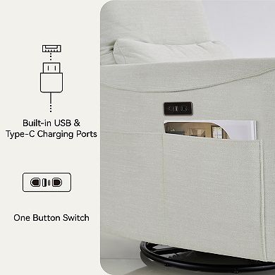 Opoiar Power Swivel Rocker Recliner with USB and Type C Ports Glider Chair