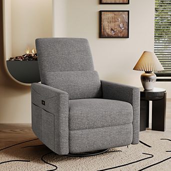 Opoiar Power Swivel Rocker Recliner with USB and Type C Ports Glider Chair