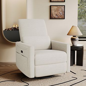 Opoiar Power Swivel Rocker Recliner with USB and Type C Ports Glider Chair