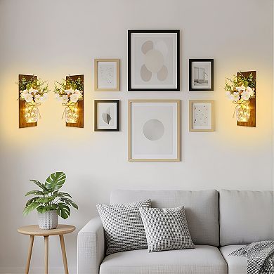 Rustic Mason Jar Wall Sconces Set of 2 with Remote LED Lights