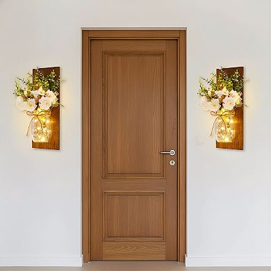 Rustic Mason Jar Wall Sconces Set of 2 with Remote LED Lights