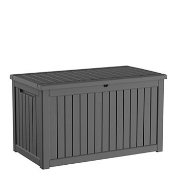 EFU 230 Gallon Weatherproof Deck Box, Lockable Resin Storage Container with Hydraulic Rods