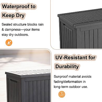 EFU 230 Gallon Weatherproof Deck Box, Lockable Resin Storage Container with Hydraulic Rods