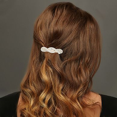 Exquisite Cross Curve Pearl Spring Clip Hair Clips Gold Tone Champagne 1 Pc