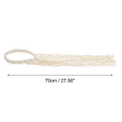 Hand-woven Long Tassel Headbands for Women 1 Pc 27.56" Beige