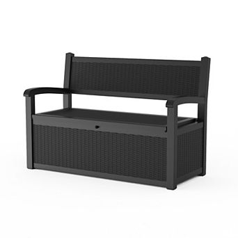 EFU 80 Gallon Weatherproof Storage Bench, Lockable Resin with Reinforced Metal Rods